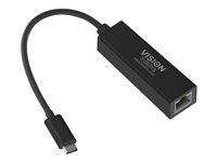 Vision TC-USBCETH/BL - Nettverksadapter - USB-C 3.1 - Gigabit Ethernet x 1 - svart TC-USBCETH/BL