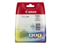 Canon CLI-8 Multipack - 3-pack - gul, cyan, magenta - original - blekkbeholder - for PIXMA iP6600D, iP6700D, Pro9000, Pro9000 Mark II 0621B029