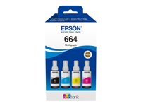 Epson EcoTank 664 - 4-pack - svart, gul, cyan, magenta - original - blekkbeholder - for Epson L380, L395, L495; EcoTank ET-2650, L1455, L656; EcoTank ITS L3050, L3060, L3070 C13T66464A