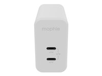 mophie speedport 67 - Strømadapter - 67 watt - Fast Charge, PD - 2 utgangskontakter (24 pin USB-C) - hvit - Europa 409909304