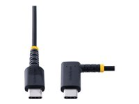 StarTech.com 1ft (30cm) USB C Charging Cable Right Angle, 60W PD 3A, Heavy Duty Fast Charge USB-C Cable, USB 2.0 Type-C, Durable and Rugged Aramid Fiber, S20/iPad/Pixel - High Quality USB Charging Cord (R2CCR-30C-USB-CABLE) - USB-kabel - 24 pin USB-C (hann) rett til 24 pin USB-C (hann) rettvinklet - USB 2.0 - 3 A - 30 cm - svart R2CCR-30C-USB-CABLE
