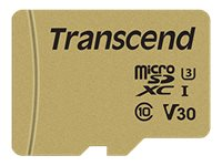 Transcend 500S - Flashminnekort (microSDXC til SD-adapter inkludert) - 64 GB - Video Class V30 / UHS-I U3 / Class10 - microSDXC TS64GUSD500S