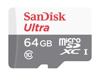 SanDisk Ultra - Flashminnekort (microSDHC til SD-adapter inkludert) - 64 GB - Class 10 - microSDXC UHS-I SDSQUNR-064G-GN3MA