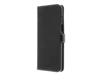 Insmat - Lommebok for mobiltelefon - lær, polykarbonat, kartong+papir+aluminiumsfolie, 2 magneter - svart - for Motorola Moto G73, G73 5G 650-3163