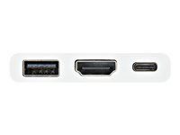 StarTech.com USB-C to HDMI Adapter - White - 4K 30Hz - Thunderbolt 3 Compatible - with Power Delivery (USB PD) - USB C Dongle (CDP2HDUACPW) - Video adapter - 24 pin USB-C hann til HDMI, USB-type A, 24 pin USB-C hunn - 60 mm - hvit - 4K-støtte, USB Power Delivery (60W) CDP2HDUACPW
