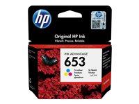 HP 653 - 5 ml - farge (cyan, magenta, gul) - original - Ink Advantage - blekkpatron - for DeskJet Plus Ink Advantage 6075, Ink Advantage 6475, Ink Advantage 6475 All-in-On 3YM74AE#BHK