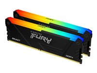 Kingston FURY Beast RGB - DDR4 - sett - 32 GB: 2 x 16 GB - DIMM 288-pin - 3600 MHz / PC4-28800 - CL18 - 1.35 V - ikke-bufret - ikke-ECC - svart KF436C18BB2AK2/32