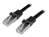 StarTech.com 50cm CAT6 Ethernet Cable, 10 Gigabit Shielded Snagless RJ45 100W PoE Patch Cord, CAT 6 10GbE SFTP Network Cable w/Strain Relief, Black, Fluke Tested/Wiring is UL Certified/TIA - Category 6 - 26AWG (N6SPAT50CMBK) - Koblingskabel - RJ-45 (hann) til RJ-45 (hann) - 50 cm - SFTP / 50 mikroner - CAT 6 - formstøpt, uten hindringer - svart N6SPAT50CMBK