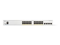 Cisco Catalyst 1300-24P-4X - Switch - L3 - Styrt - 24 x 10/100/1000 (PoE+) + 4 x 10 Gigabit SFP+ - rackmonterbar - PoE+ (195 W) C1300-24P-4X