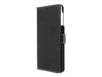 Insmat Flip Case - Lommebok for mobiltelefon - ekte skinn, polyuretan, polykarbonat - svart - for Samsung Galaxy S21+ 5G 650-2936