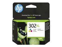 HP 302XL - 8 ml - Høy ytelse - farge (cyan, magenta, gul) - original - blekkpatron - for Deskjet 1110, 21XX, 36XX; ENVY 45XX; Officejet 38XX, 46XX, 52XX F6U67AE#301