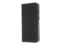 Insmat Exclusive - Lommebok for mobiltelefon - ekte skinn, termoplast-polyuretan (TPU), bomullssting, kartong+papir - svart - for Samsung Galaxy Xcover 6 Pro 650-3088
