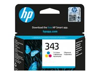 HP 343 - Farge (cyan, magenta, gul) - original - blekkpatron - for Officejet 100, 150; Photosmart C4210, C4272, C4340, C4385, C4390, D5360, D5363, D5368 C8766EE#UUS