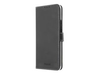 Insmat Exclusive Flip Case - Lommebok for mobiltelefon - ekte skinn, papir, kartong, polykarbonat, aluminiumsfolie - svart - for OnePlus 8 650-2854