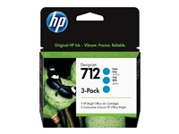 HP 712 - 3-pack - 29 ml - cyan - original - DesignJet - blekkpatron - for DesignJet Studio, T210, T230, T250, T630, T650 3ED77A
