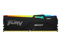 Kingston FURY Beast RGB - DDR5 - modul - 16 GB - DIMM 288-pin - 2600 MHz / PC5-41600 - CL36 - 1.25 V - ikke-bufret - on-die ECC - svart KF552C36BBEA-16