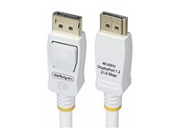 StarTech.com 10ft White VESA Certified DisplayPort 1.2 Cable with Latches - DisplayPort-kabel - DisplayPort (hann) låst til DisplayPort (hann) låst - DisplayPort 1.2 - 3 m - 4K 60Hz støtte, 2K 144Hz støtte, støtte for 1080p 240 Hz, halogenfri, passiv - hvit DP12-CABLE-10FTW