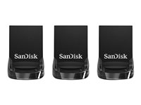 SanDisk Ultra Fit - USB-flashstasjon - 32 GB - USB 3.1 - svart (en pakke 3) SDCZ430-032G-G46T