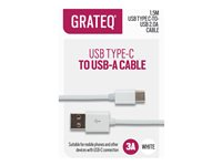 GRATEQ - USB-kabel - USB (hann) til 24 pin USB-C (hann) - USB 2.0 - 1.5 m - hvit 85051