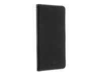 Insmat - Lommebok for mobiltelefon - ekte skinn, polykarbonat, kartong+papir+aluminiumsfolie, bomullssting - svart - for Motorola Moto G62, G62 5G 650-3087