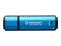 Kingston IronKey Vault Privacy 50C - USB-flashstasjon - kryptert - 64 GB - USB-C 3.2 Gen 1 - TAA-samsvar IKVP50C/64GB