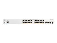 Cisco Catalyst 1300-24FP-4G - Switch - L3 - Styrt - 24 x 10/100/1000 (PoE+) + 4 x Gigabit SFP - rackmonterbar - PoE+ (370 W) C1300-24FP-4G