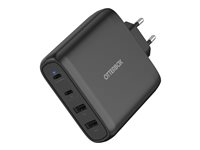 OtterBox Standard - Strømadapter - 100 watt - Fast Charge, PD - 4 utgangskontakter (2 x USB-C, 2 x 9-stifts USB-type A) - svart - Eureopa (uten UK) 78-81343