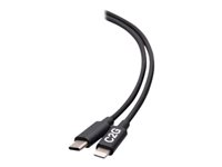 C2G 10ft (3m) USB-C Male to Lightning Male Sync and Charging Cable - Black - Lightning-kabel - 24 pin USB-C hann til Lightning hann - 3.05 m - svart - USB Power Delivery (20 W), up to 480 Mbps C2G54557