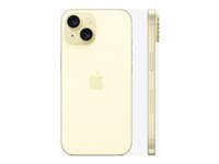 Apple iPhone 15 - 5G smartphone - dobbelt-SIM / Internminne 256 GB - OLED-display - 6.1" - 2556 x 1179 piksler - 2x bakkameraer 48 MP, 12 MP - front camera 12 MP - gul MTP83QN/A