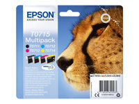 Epson T0715 Multipack - 4-pack - 23.9 ml - svart, gul, cyan, magenta - original - blekkpatron - for Stylus DX9400, SX115, SX210, SX215, SX218, SX415, SX515, SX610; Stylus Office BX310, BX610 C13T07154012