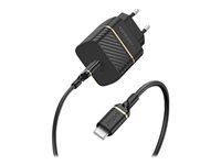 OtterBox Wall Charger - Strømadapter - 20 watt - 3 A - PD 3.0, USB BC 1.2 (24 pin USB-C) - svart glimt 78-80479