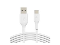 Belkin BoostCharge - USB-kabel - 24 pin USB-C (hann) til USB (hann) - 3 m - hvit CAB001BT3MWH