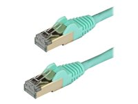 StarTech.com 2m CAT6A Ethernet Cable, 10 Gigabit Shielded Snagless RJ45 100W PoE Patch Cord, CAT 6A 10GbE STP Network Cable w/Strain Relief, Aqua, Fluke Tested/UL Certified Wiring/TIA - Category 6A - 26AWG (6ASPAT2MAQ) - Koblingskabel - RJ-45 (hann) til RJ-45 (hann) - 2 m - STP - CAT 6a - formstøpt, uten hindringer - akvamarin 6ASPAT2MAQ
