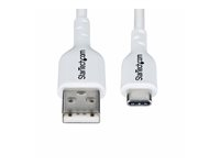 StarTech.com 2m (6.6ft) White USB-A to USB-C Charging Cable/Cord, M/M - USB-kabel - USB (hann) til 24 pin USB-C (hann) - USB 2.0 - 3 A - 2 m - lade og synkronisere, halogenfri, passiv, USB Fast Charge (15W) - hvit USB2AC2MNCWHE