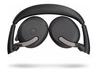Jabra Evolve2 65 Flex MS Stereo - Hodesett - on-ear - Bluetooth - trådløs - aktiv støydemping - USB-A - svart - med trådløs ladepute - Certified for Microsoft Teams 26699-999-989