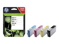 HP 364 - 4-pack - svart, gul, cyan, magenta - original - blister - blekkpatron - for Deskjet 35XX; Photosmart 55XX, 55XX B111, 65XX, 7510 C311, 7520, Wireless B110 N9J73AE#301