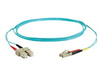 C2G LC-SC 10Gb 50/125 OM3 Duplex Multimode PVC Fiber Optic Cable (LSZH) - Nettverkskabel - SC flermodus (hann) til LC multimodus (hann) - 1 m - fiberoptisk - dupleks - 50 / 125 mikroner - OM3 - halogenfri - akvamarin 85531