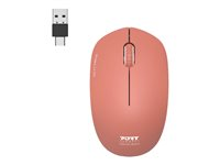 PORT Connect Collection - Mus - høyre- og venstrehåndet - optisk - 3 knapper - trådløs - 2.4 GHz - USB / USB-C trådløs mottaker - terrakotta 900542