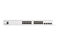 Cisco Catalyst 1300-24T-4G - Switch - L3 - Styrt - 24 x 10/100/1000Base-T + 4 x Gigabit SFP - rackmonterbar - gjenfabrikert C1300-24T-4G-RF