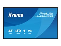 iiyama ProLite LH4364UHS-B1AG - 43" Diagonalklasse (42.5" synlig) LED-bakgrunnsbelyst LCD-skjerm - intelligent skilting - med innebygd SoC-mediespiller - 4K UHD (2160p) 3840 x 2160 - svart ramme med matt finish LH4364UHS-B1AG