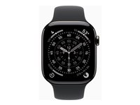 Apple Watch Series 11 (GPS + Cellular) - 46 mm - skifer titan - smartklokke med sportsbånd - fluorelastomer - svart - båndbredde: S/M - 64 GB - Bluetooth, LTE, Wi-Fi 4, UWB - 5G - 43.1 g MFD14QN/A