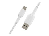 Belkin BoostCharge - USB-kabel - 24 pin USB-C (hann) til USB (hann) - 3 m - hvit CAB002BT3MWH