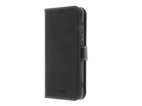 Insmat Flip Case - Lommebok for mobiltelefon - ekte skinn, termoplast-polyuretan (TPU) - svart - for Samsung Galaxy Xcover 5 650-2944