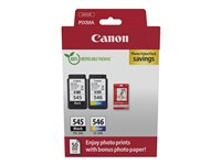 Canon PG-545 / CL-546 Value Pack - 2-pack - 8 ml - svart, farge (cyan, magenta, gul) - original - hengeboks - blekkpatron/papirsett - for PIXMA iP2850, MG2450, MG2550, TR4550, TR4551 8287B008