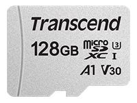 Transcend 300S - Flashminnekort (adapter inkludert) - 128 GB - A1 / Video Class V30 / UHS-I U3 - microSDXC TS128GUSD300S-A