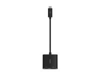 Belkin USB-C to HDMI + Charge Adapter - Video adapter - 24 pin USB-C hann til HDMI, USB-C (kun strøm) hunn - svart - 4K-støtte, USB Power Delivery (60W) AVC002BTBK