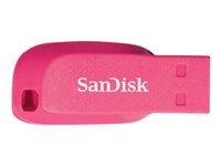 SanDisk Cruzer Blade - USB-flashstasjon - 16 GB - USB 2.0 - elektrisk rosa SDCZ50C-016G-B35PE