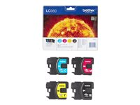 Brother LC980VALBP - 4-pack - svart, gul, cyan, magenta - original - blister - blekkpatron - for Brother DCP-145, 163, 165, 195, 365, 373, 375, 377, MFC-250, 255, 290, 295, 297 LC980VALBP