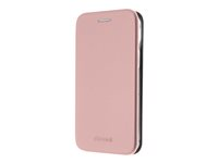 Insmat - Lommebok for mobiltelefon - polyuretan, termoplast-polyuretan (TPU), kartong+papir+aluminiumsfolie - rosenrosa - for Apple iPhone 14 Pro 650-3116