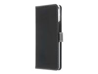Insmat Flip Case - Lommebok for mobiltelefon - ekte skinn, polyuretan, polykarbonat - svart - for Samsung Galaxy A41 650-2861